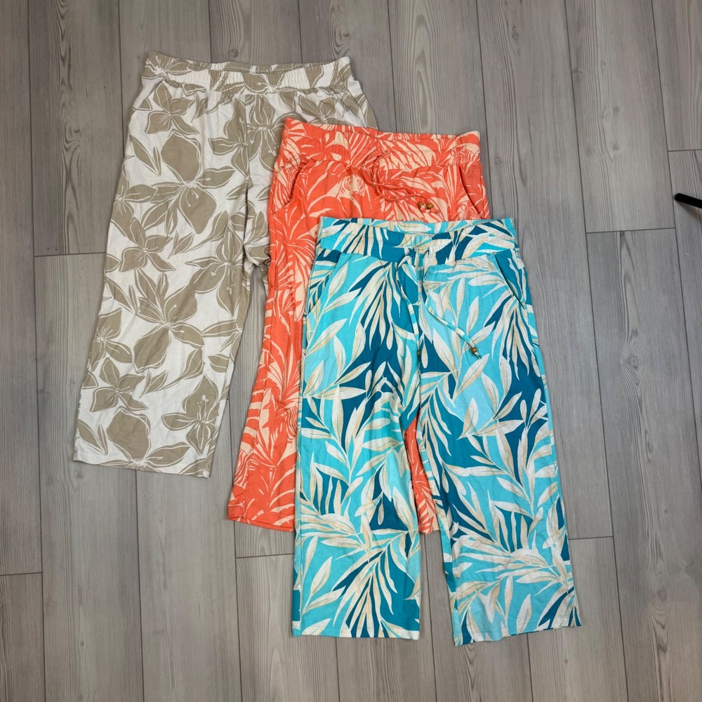 Belle Beach by Kim Gravel Tropical Floral Crop Pants Bundle 3 Pairs Size MP